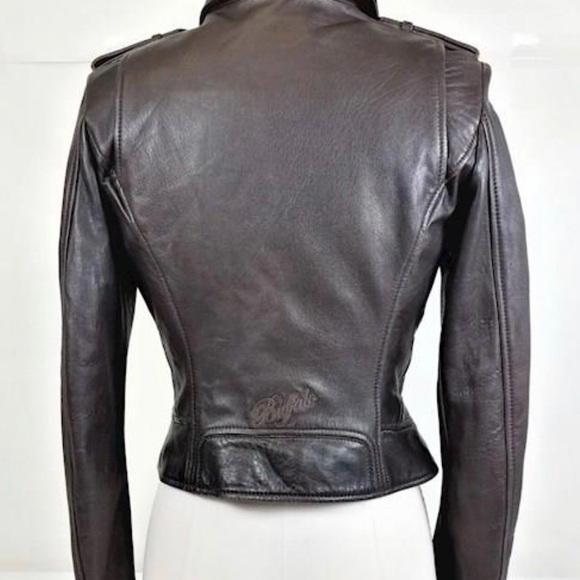 Buffalo David Bitton Brown Leather Moto Style Jacket • Size: Small - Picture 3 of 6